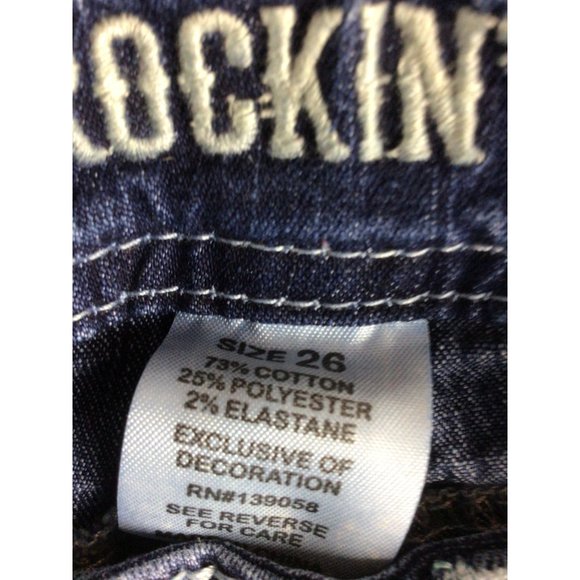 Rockin C Designer Jeans * Embroidered pockets * Size 26 * Blue Denim - Picture 3 of 7